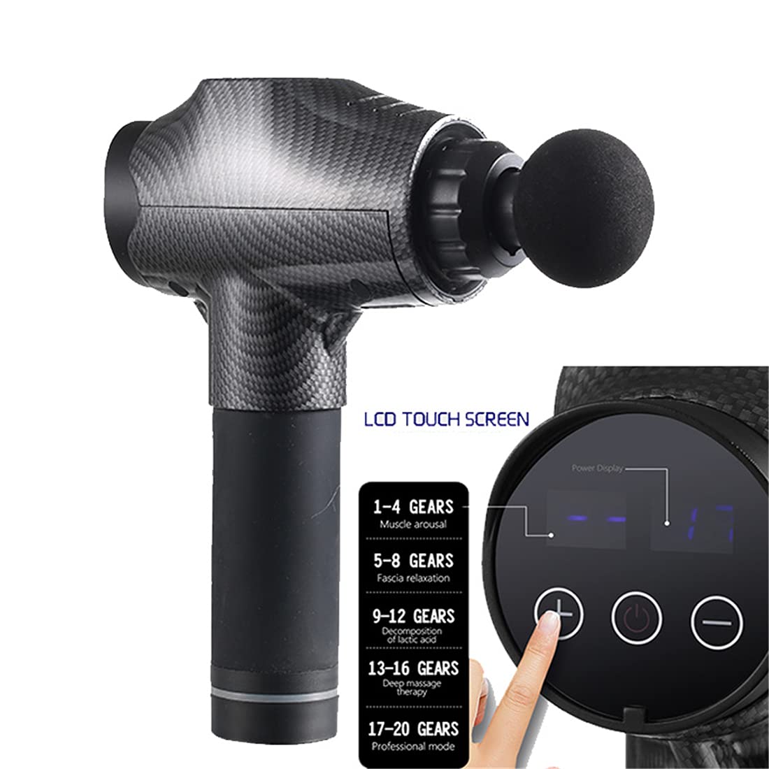 Pistola De Masaje, Pistola De Masaje Muscular, Pistola De Terapia Muscular, Súper Silencioso Cuello Portátil Trasero Cuerpo Relajación Perforador Eléctrico Deporte,Plata