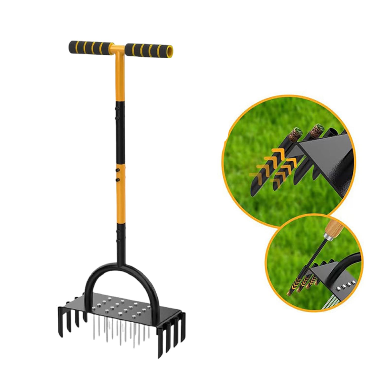 Herramienta De Aireación Jardín con En T Y 16 Púas Acero Carbono Aireador Césped para Uso En Jardinería Doméstica Aireador Jardín Profesional Eficiente