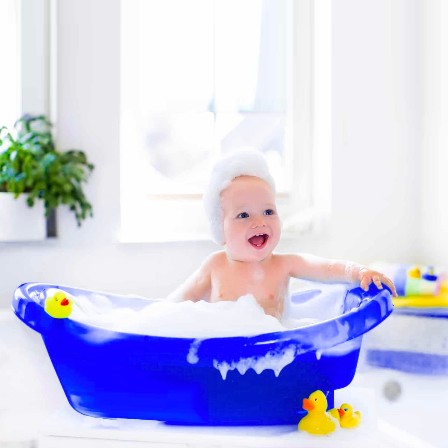 Esqube Baby Bath Tub, Kids bath tub Safe Non-Slip Material Used for Infant & Newborn, BPA-Free (Blue)