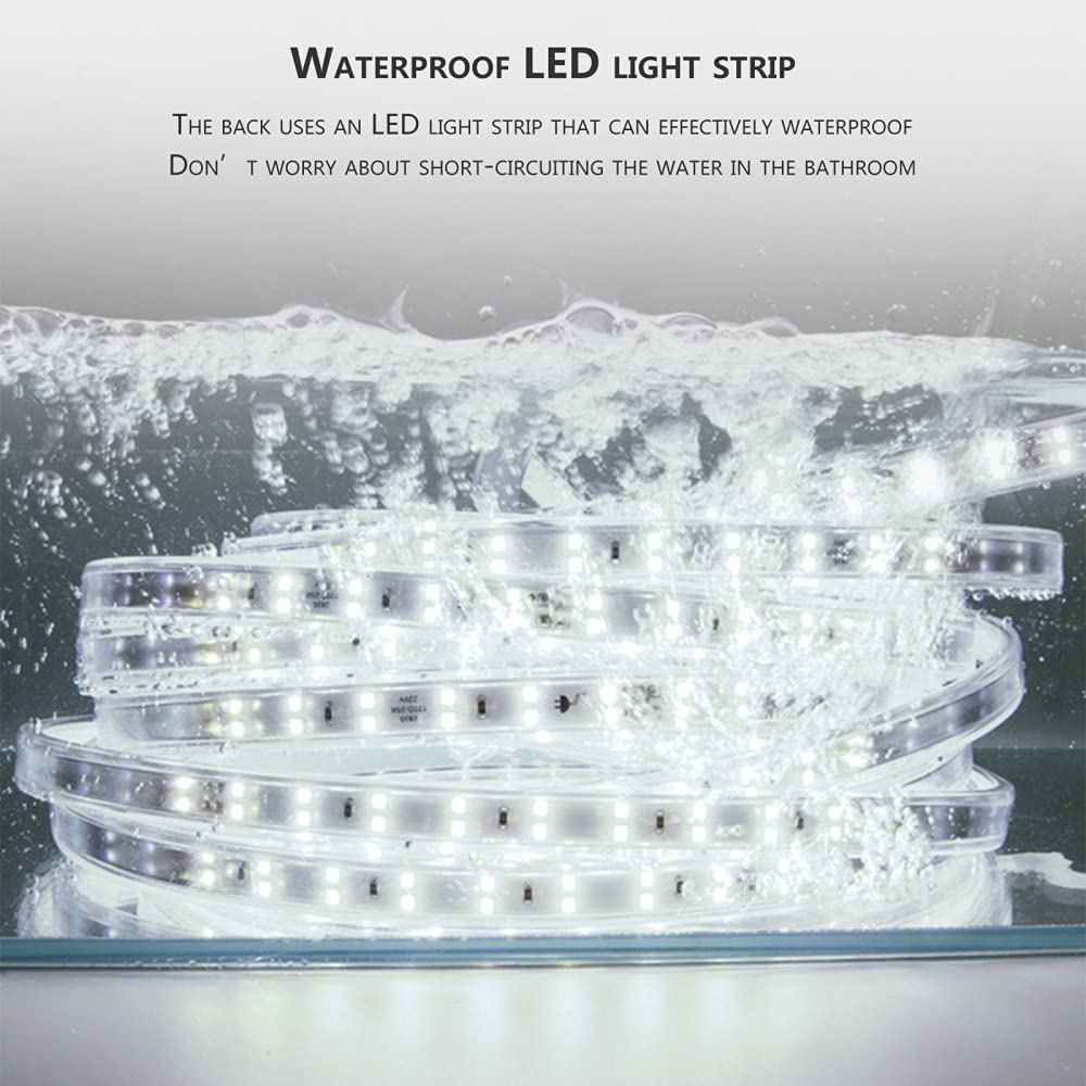 Specchio da Bagno Illuminato A LED con Antiappannamento Specchio da Bagno Illuminato Specchio da Parete Senza Cornice Specchio da Trucco Antiappannamento con Luci,A-50 * 70cm