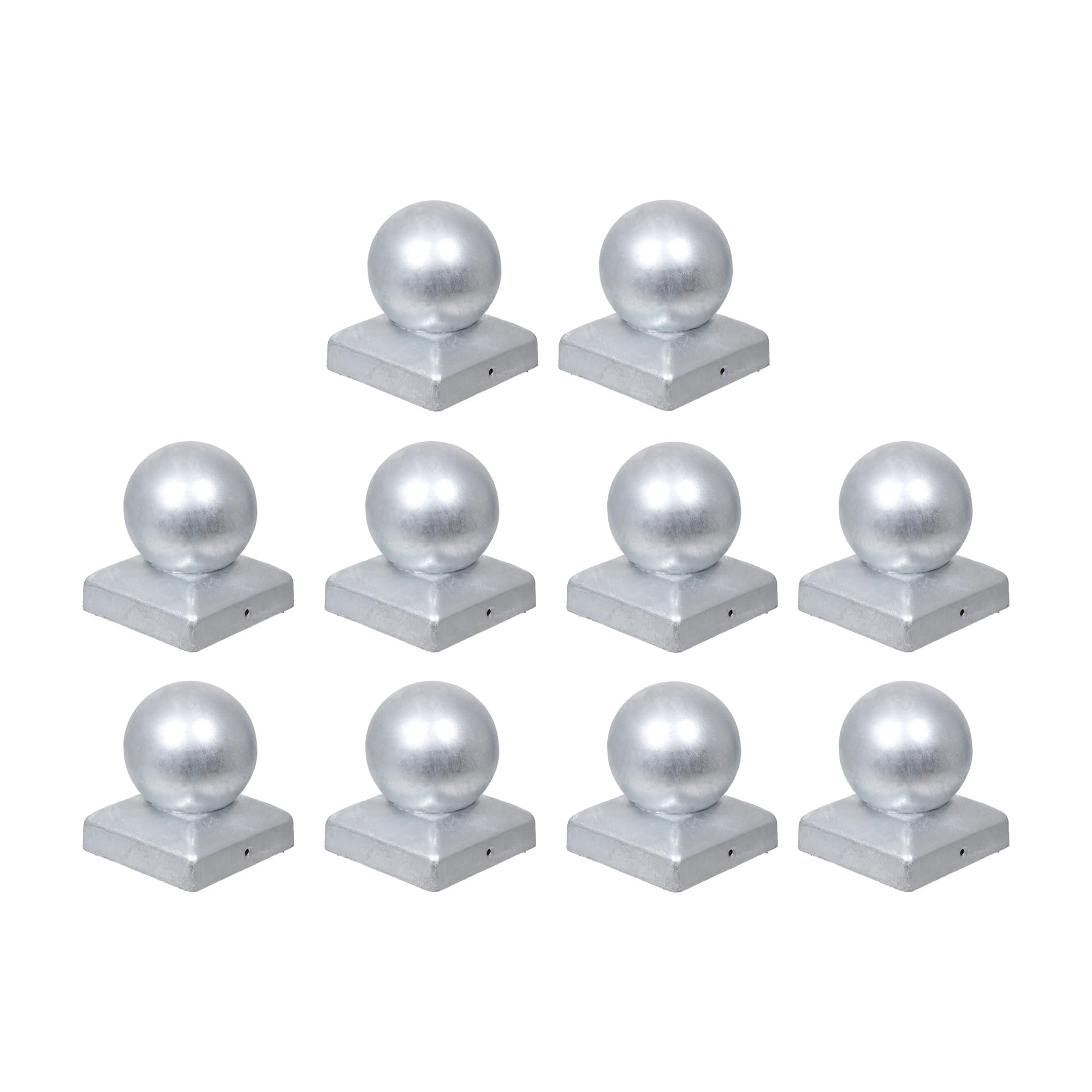 10 x H2i nakładki na słupki z kulką, ocynkowane, rozmiar: 71 mm / 91 mm / 101 mm / 121 mm (101 x 101 mm)