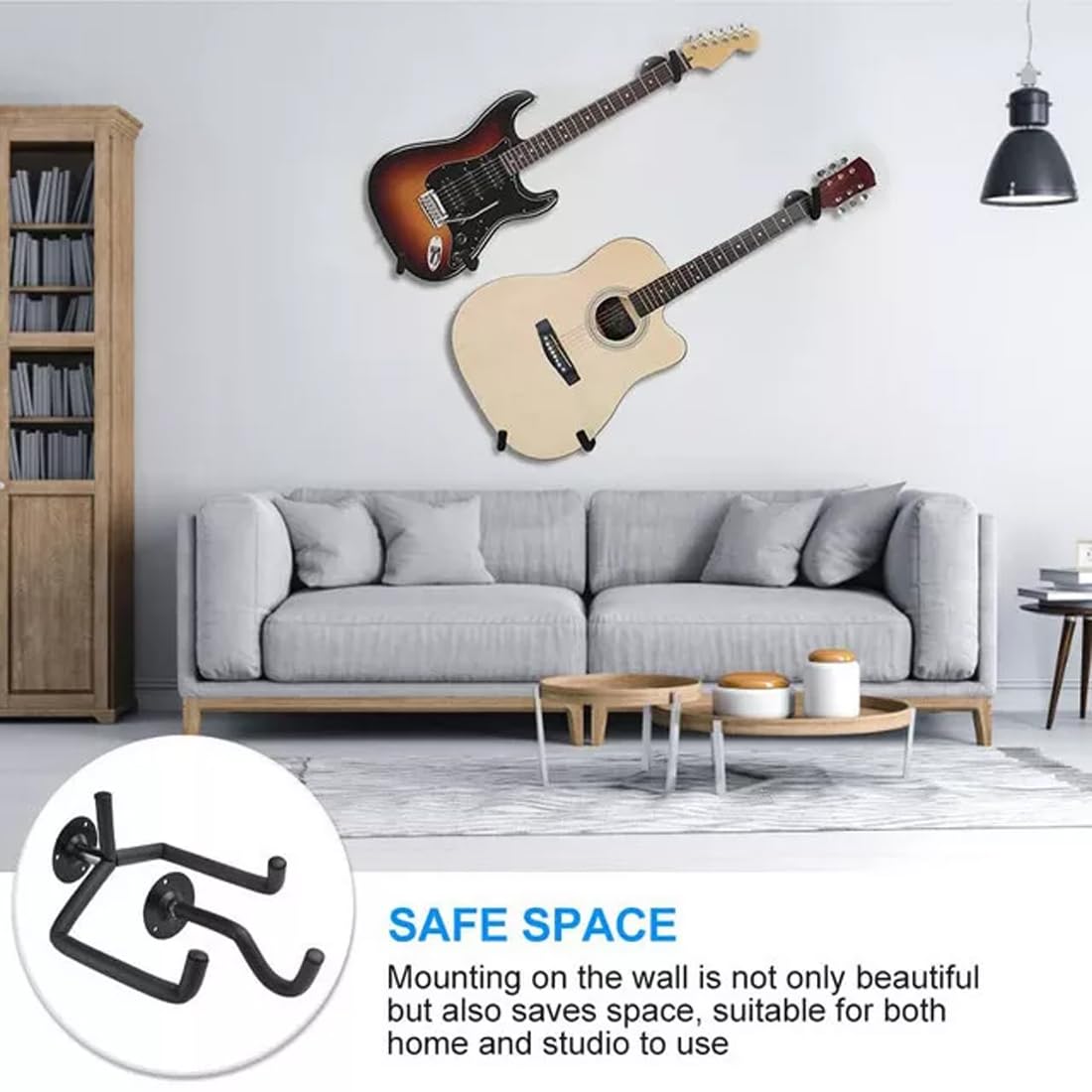 Uchwyt ścienny poziome wieszaki na gitarę i haki do akustycznej, elektrycznej, klasycznej, basowej i ukulele