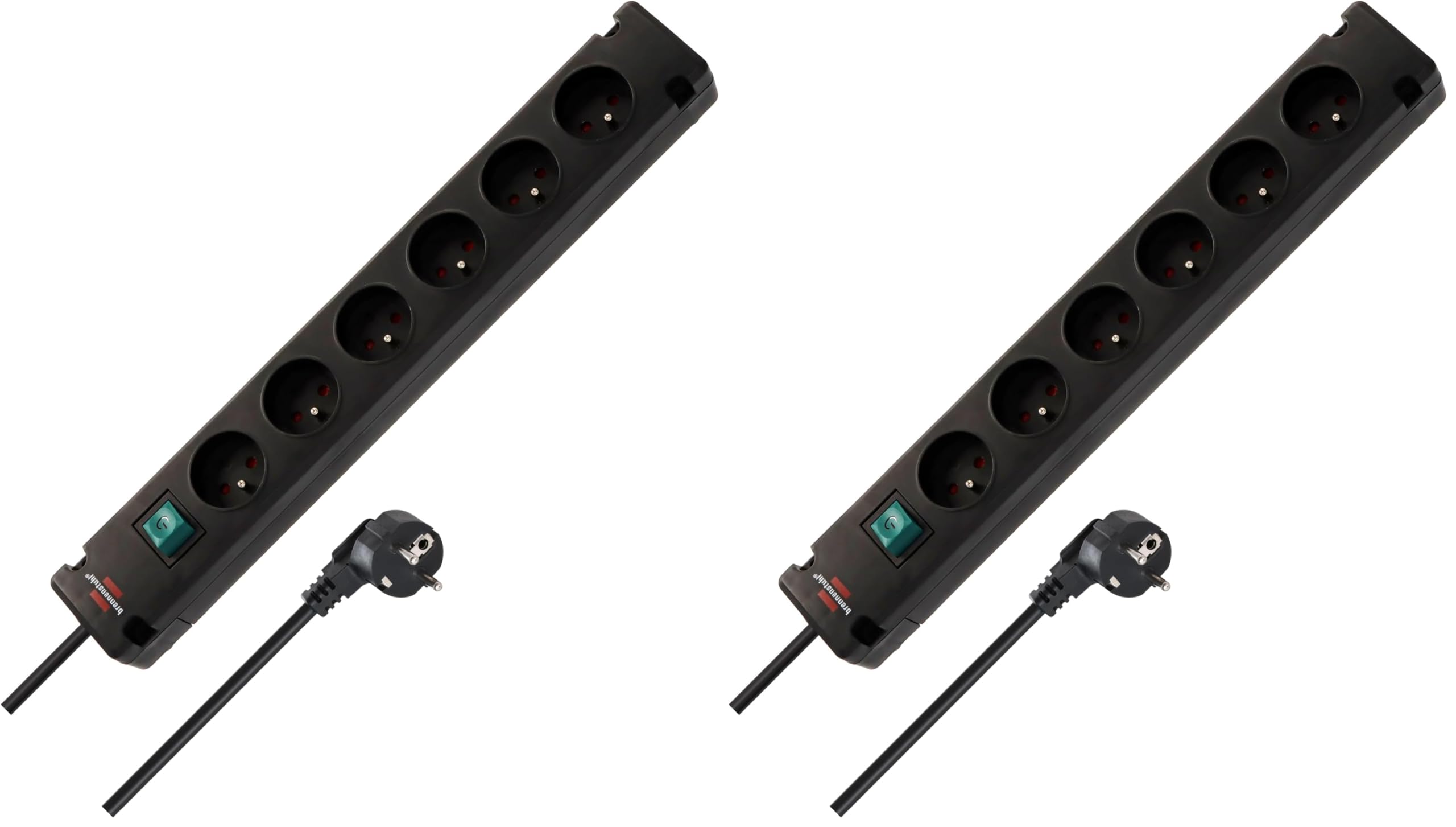 Brennenstuhl Multiprise BREMOUNTA Noire, 6 Prises, avec 3m de câble (Lot de 2)