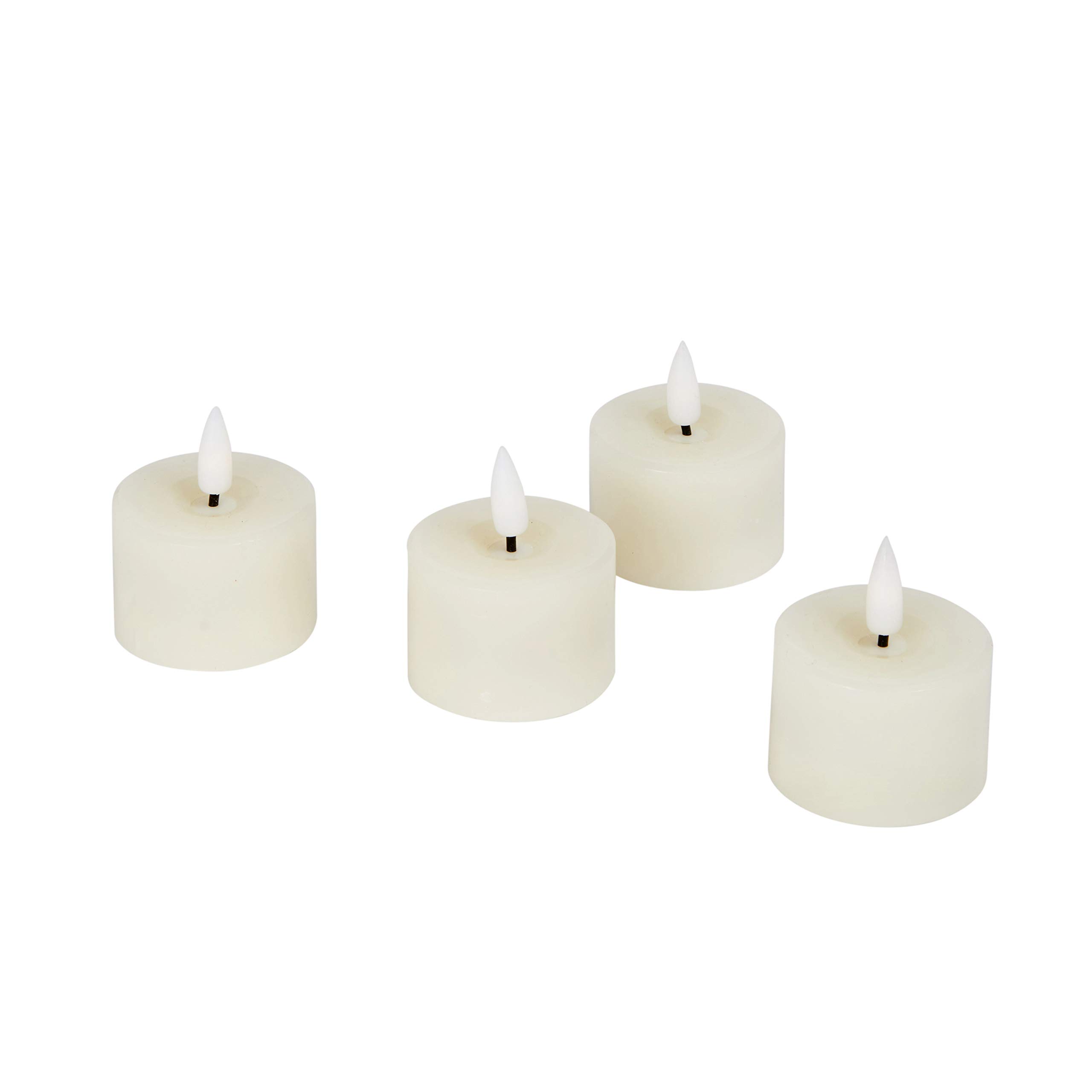 Lights4fun TruGlow® 6er-Set Teelichter-Kerzen | warmweiße LEDs | mit Timerfunktion | Batteriebetrieben | Ostern Weihnachten Advent | Echtwachs flackernde Flamme Klein | Höhe 3 cm | Cremefarben