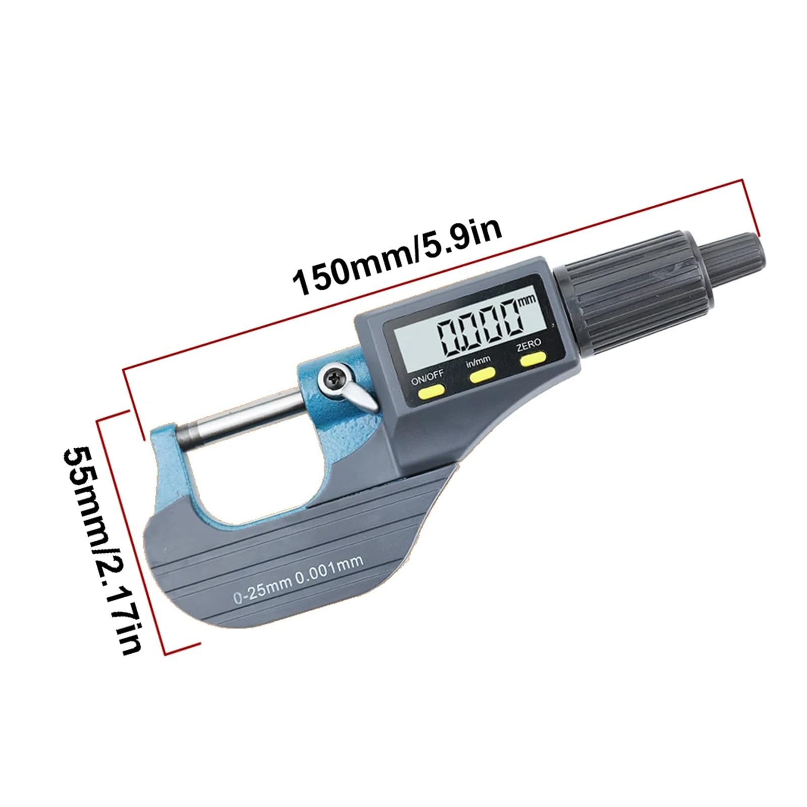 Micrómetro electrónico exterior de 0-25 mm y 0,001 mm con punta de carburo, herramientas de medición, calibrador, micrómetro digital de tres botones Mide cualquier cosa