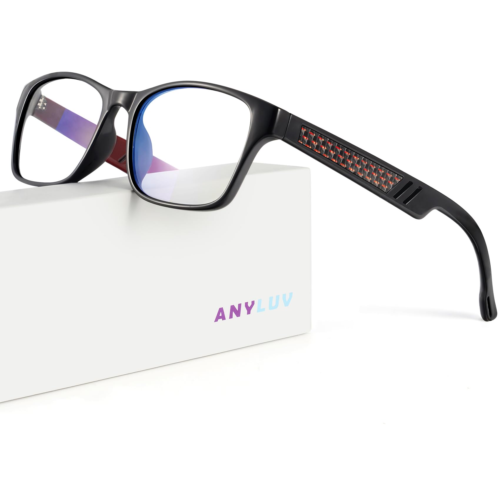 ANYLUV Blue Light Blocking Glasses for Men Women Lightweight Computer Gaming Glasses Anti Eye Strain Rectangle Frame