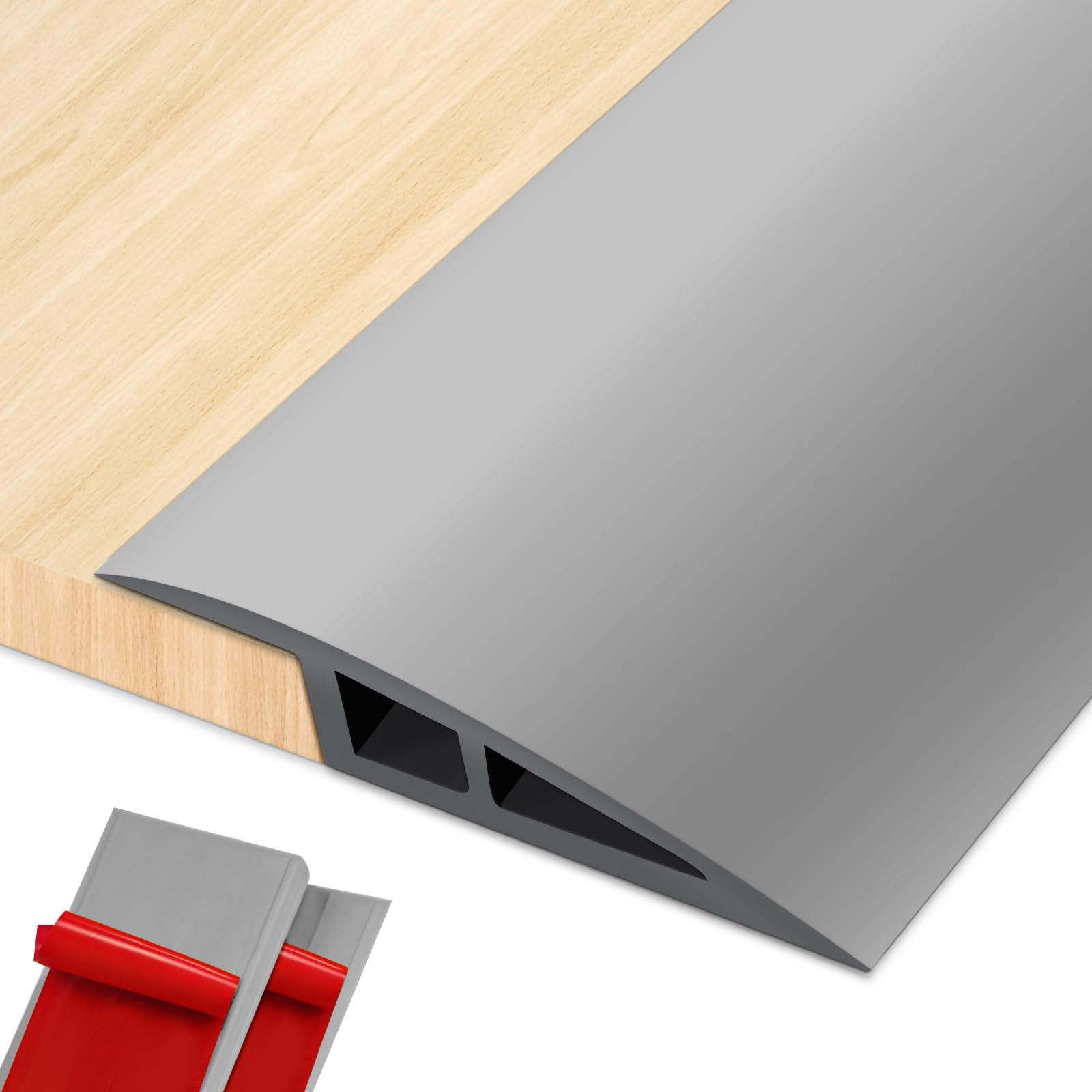 Vinyl Door Threshold Ramps, Floor Transition Strip, 36 Inch Threshold 1/2"~3/4" for Doors, Wheelchair Ramp, Edge Reducer, Threshold Transfer Strips for Home/Door/Floor (Grey)