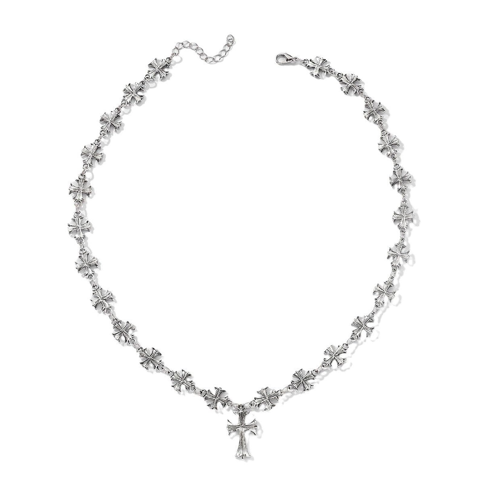 Gothic Jewellery Cross Necklace for Women and Men, Punk Style Double Sided Cross Chain with Silver Pendant, Religious Symbol Jewelry for Goth Fashion and Special Occasions, Unisex Neck Chain for Daily Wear and Layered Styling-image-26