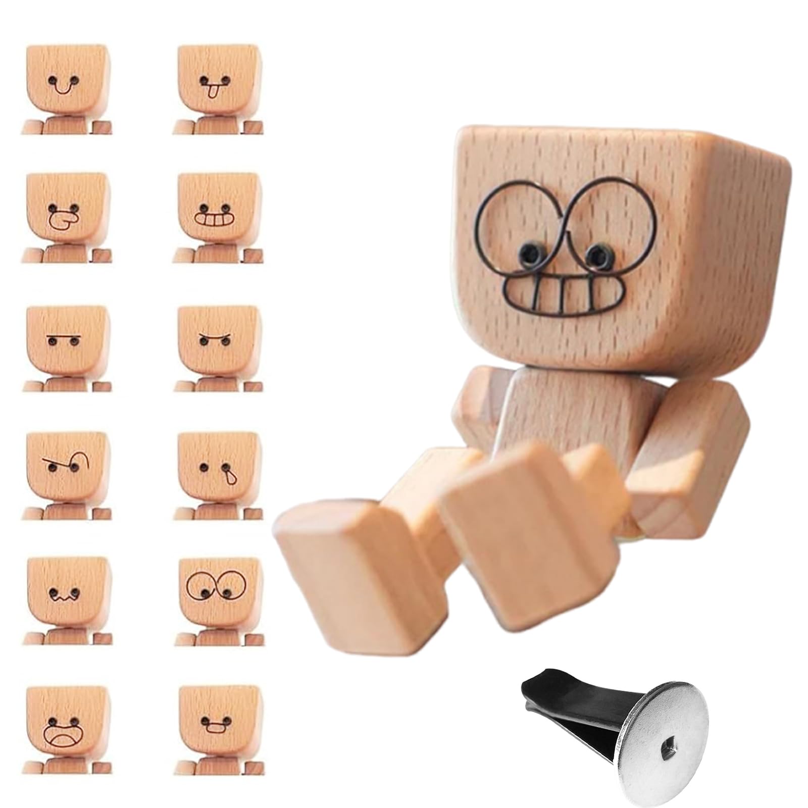 Holzmann Wackelfigur Auto Wackelnder Holzmann Auto Dekoration - Lustige Actionfigur Für Armaturenbrett & Schreibtisch Bewegliche Figur Armaturenbrett