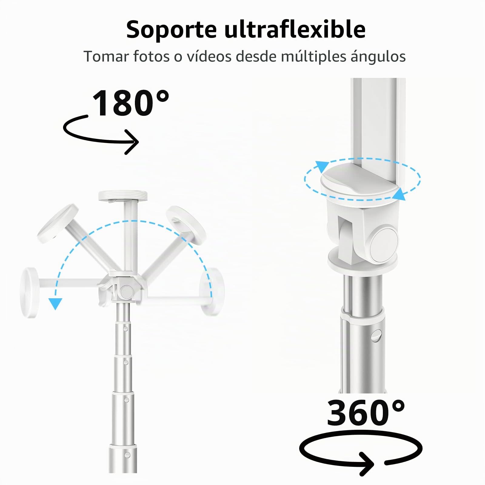 ATUMTEK 51 '' Palo Selfie trípode, Selfie Stick con Aluminio Resistente y pies Antideslizantes, trípode Smartphone TikTok para iPhone y Android, grabación de vídeo, bloging, transmisión en Directo