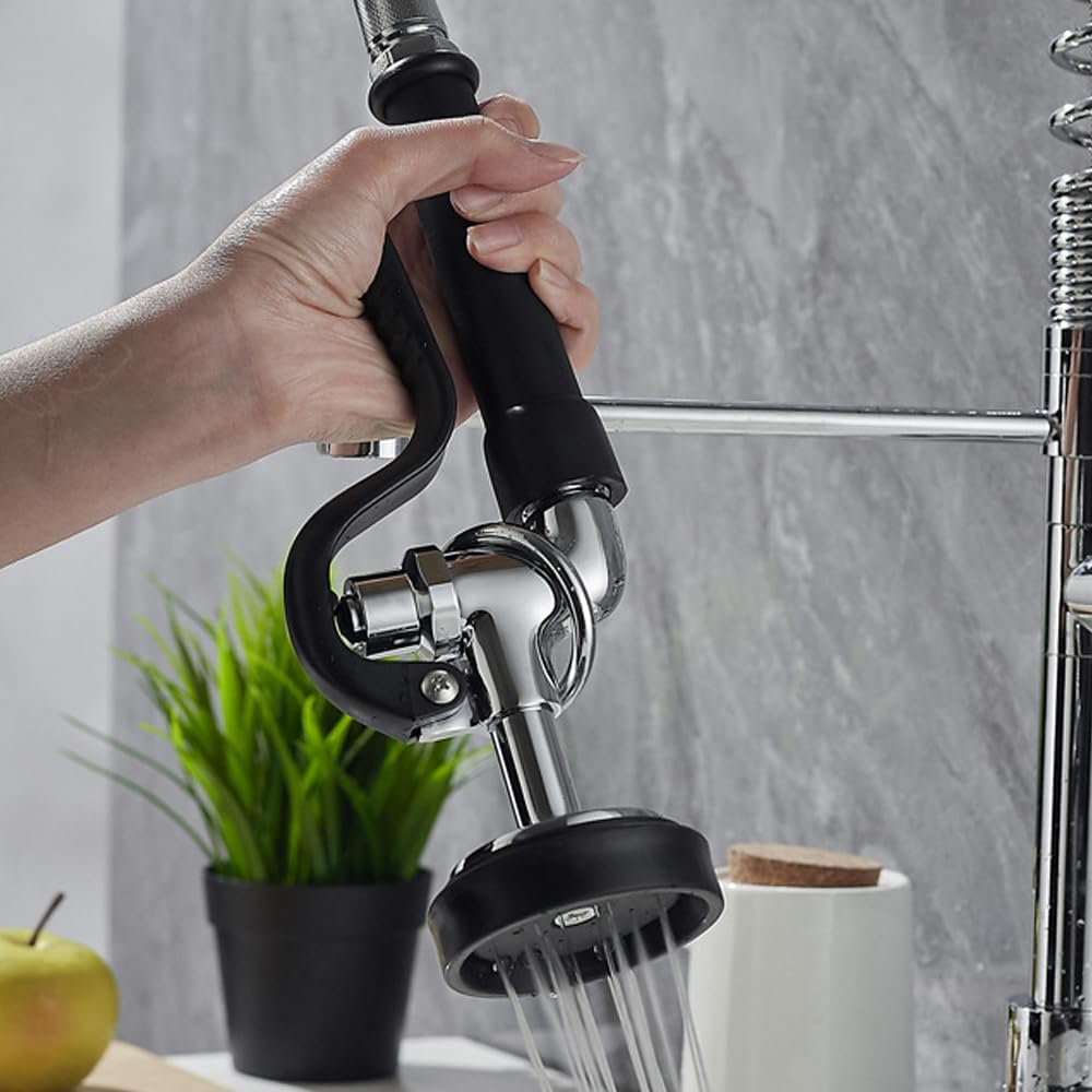 Pommeau de douche pour robinet de cuisine professionnel, douchette pivotante multifonction haute pression avec finition chromée, accessoires pour lave-vaisselle
