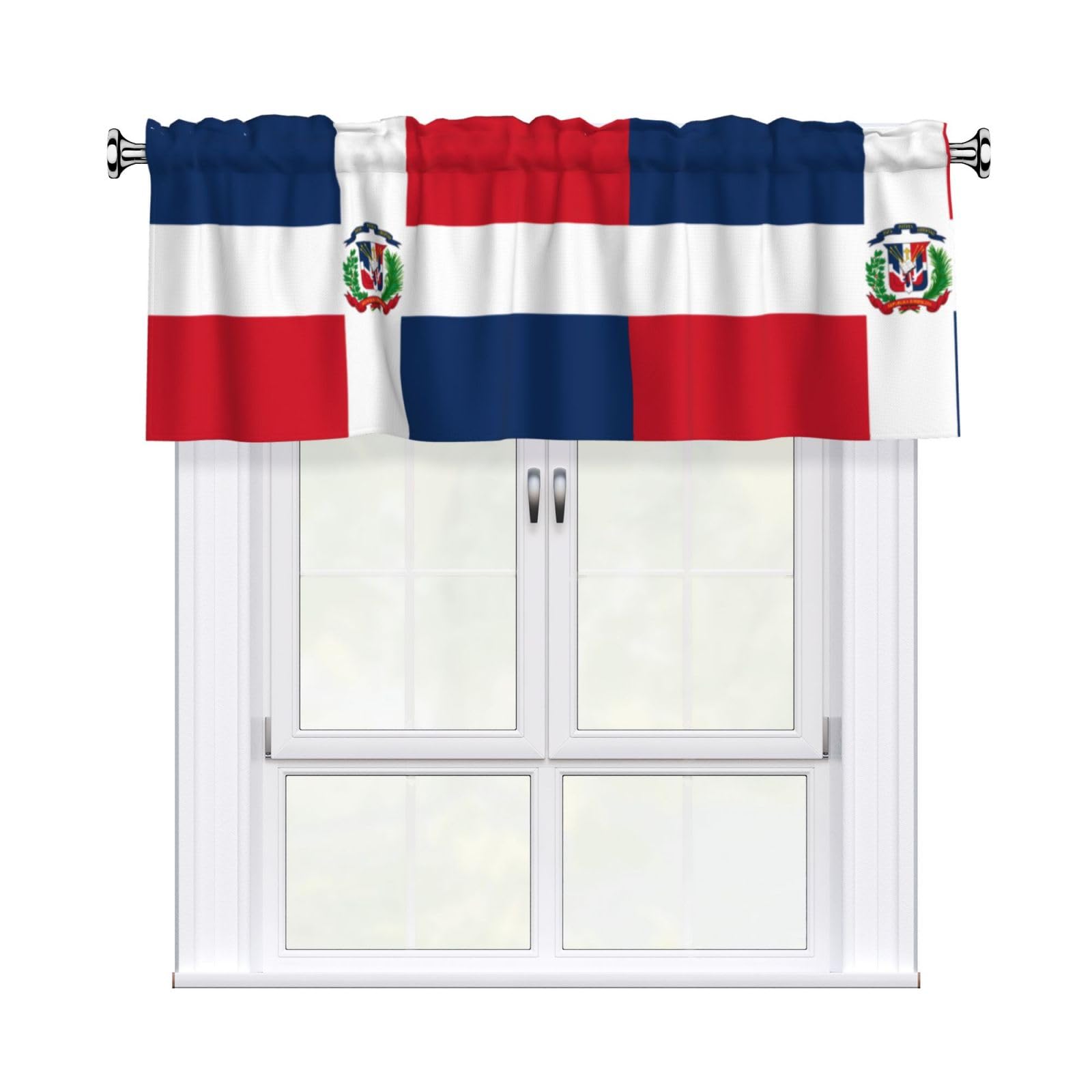 HJFCZH Dominican Republic Prints Curtain Valance 54x18in - Peach Skin Kitchen Window Layer, Filtered Light & Quick-Install Rod Pocket Cover