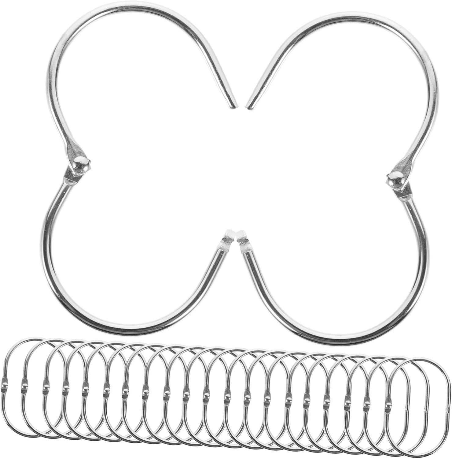 30pcs Shower Curtain Ring Metal Hooks Rust Snap Closure for Decorative Shower Curtains