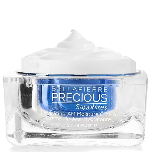 bellapierre Precious Sapphires Hydrating AM Moisture Cream  Hidratante facial diario con aceite de coco y vitamina E  Fórmula no grasosa - 1.76 onzas