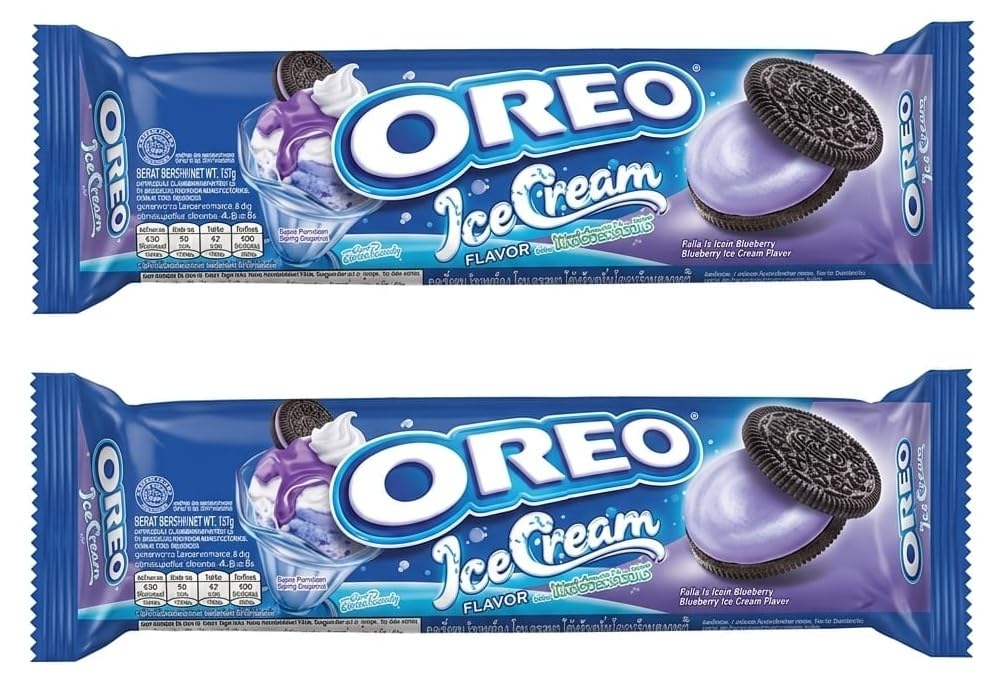 OREO Ice Cream Flavor Sandwich Cookies, Blueberry Ice Cream Flavour, Travel Pack Each 105g X 2 Pack, (Product Of Indonesia) From DECADENT FOODS-image-4