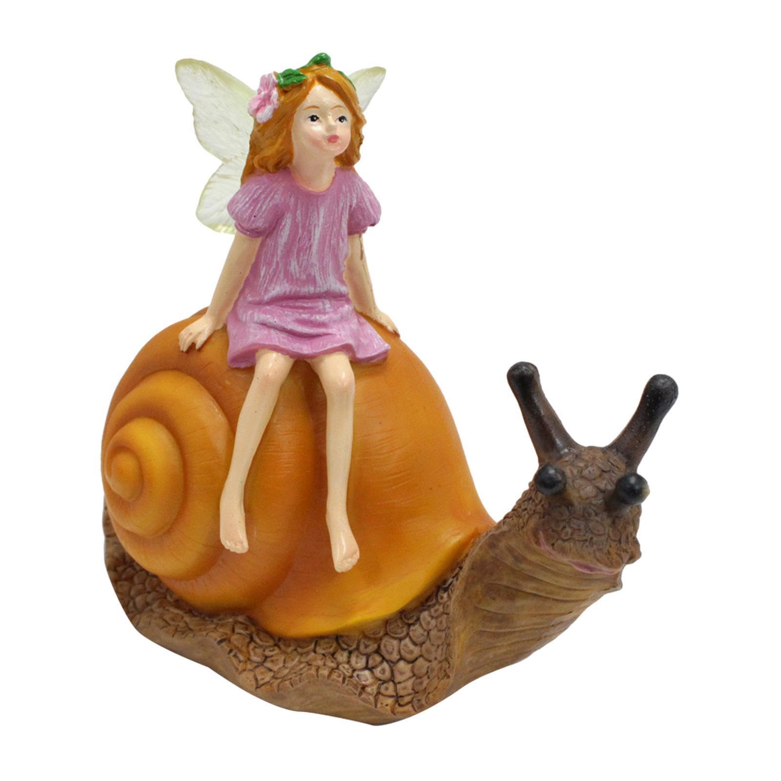 TWISAXC Expressive Snail Fairy Statue Snail Fairy Sculpture Figurine Figure Ornament Outdoor Garden Charming Accessories Statue Decoration Outdoor Garden