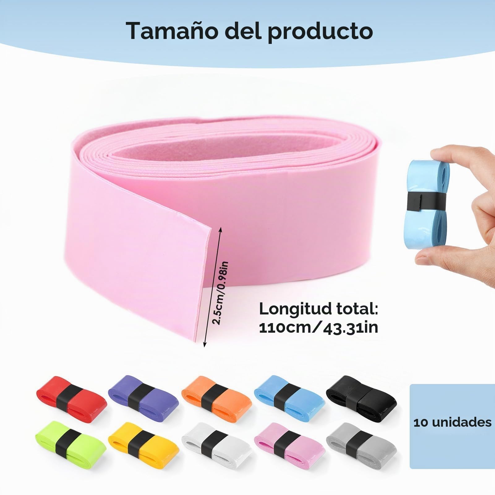 Overgrips Padel Antideslizante Autoadhesivo 10 Piezas Cintas de Agarre para Raqueta Tenis Bádminton Squash