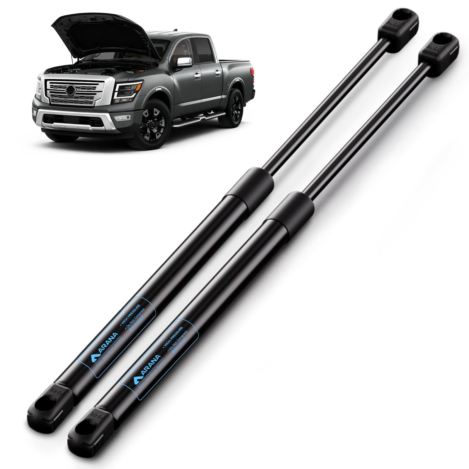 ARANA Hood Struts for Nissan Titan 2017-2022, Front Bonnet Shock Lift Supports Spring Fit for Nissan Titan PRO-4X/Platinum/S Crew/S Extended/S Standard/SL/SV 2017-2022, 2 Pcs
