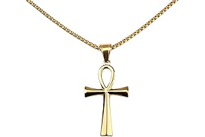 Stainless Steel Coptic Ankh Cross Pendant Necklace for Women Men with 23.6 Inch Chain