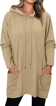 KISSMODA Women Hoodies Dress Long Sweatshirts Dress Raglan Sleeves Oversized Sweatshirts with Pocket 2025 Fall Winter Trendy