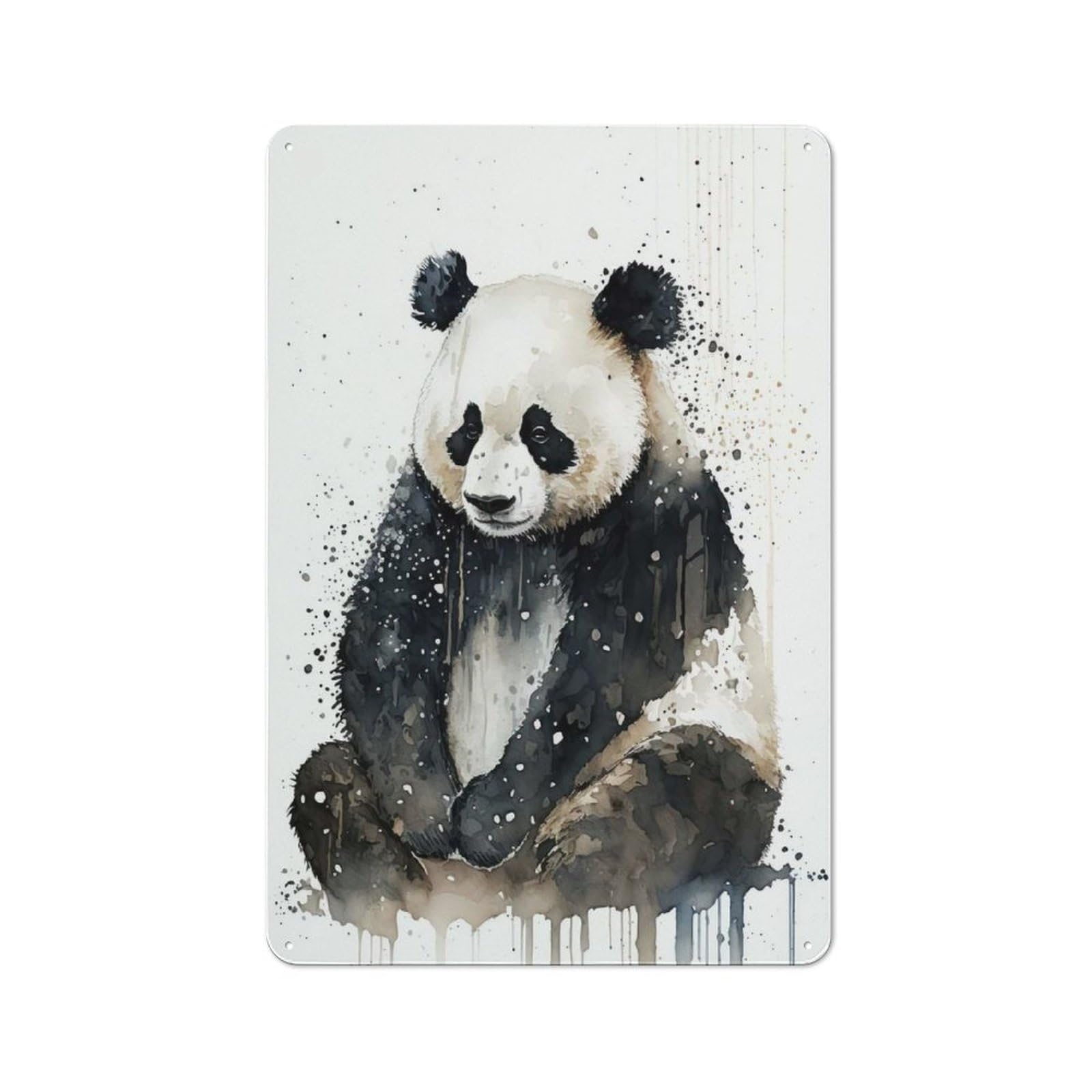 Vintage Panda Watercolor Vintage Tin Sign 30x20cm, Cafe Wall Decor for Bakery, Diner, Cafe Or Family Room
