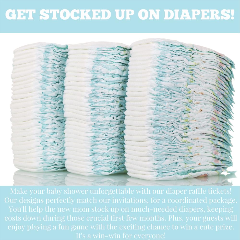 Amanda Creation Little Hatchling - Boletos de rifa de pañales para baby showers, 20 tarjetas de inserción de doble cara de 2 x 3 pulgadas para juegos, trae un paquete de pañales para ganar regalos y