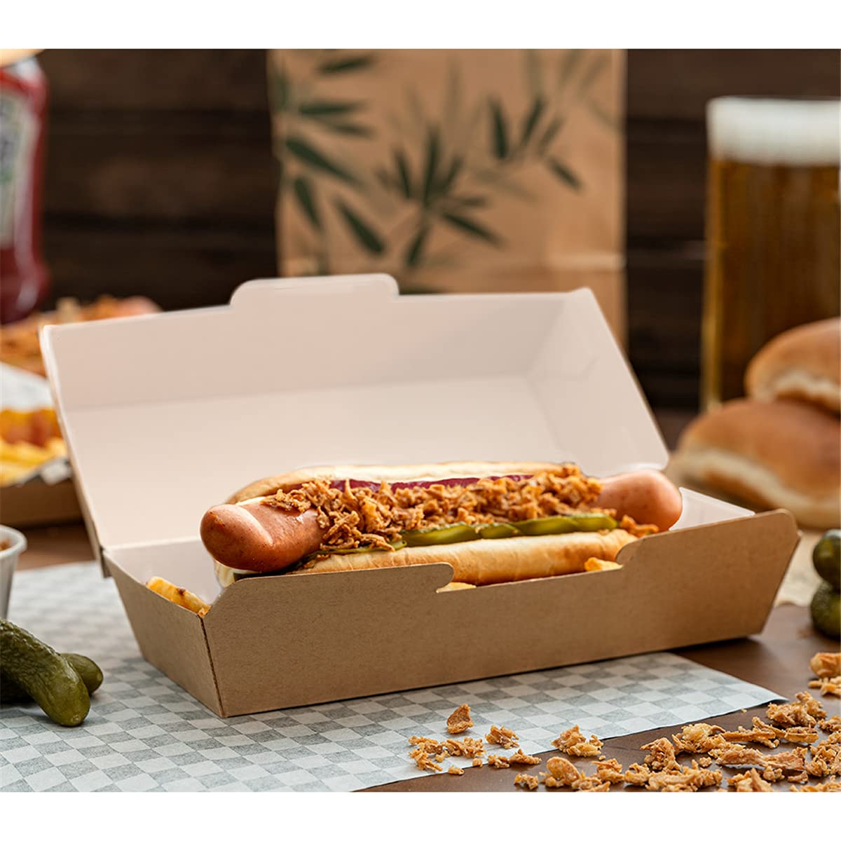 50 Stück Muscheln "Hot Dog" 'Thepack' 220 g/m2 23,2 x 9 x 6,3 cm, natürlich, gewellt, Nano-Micro
