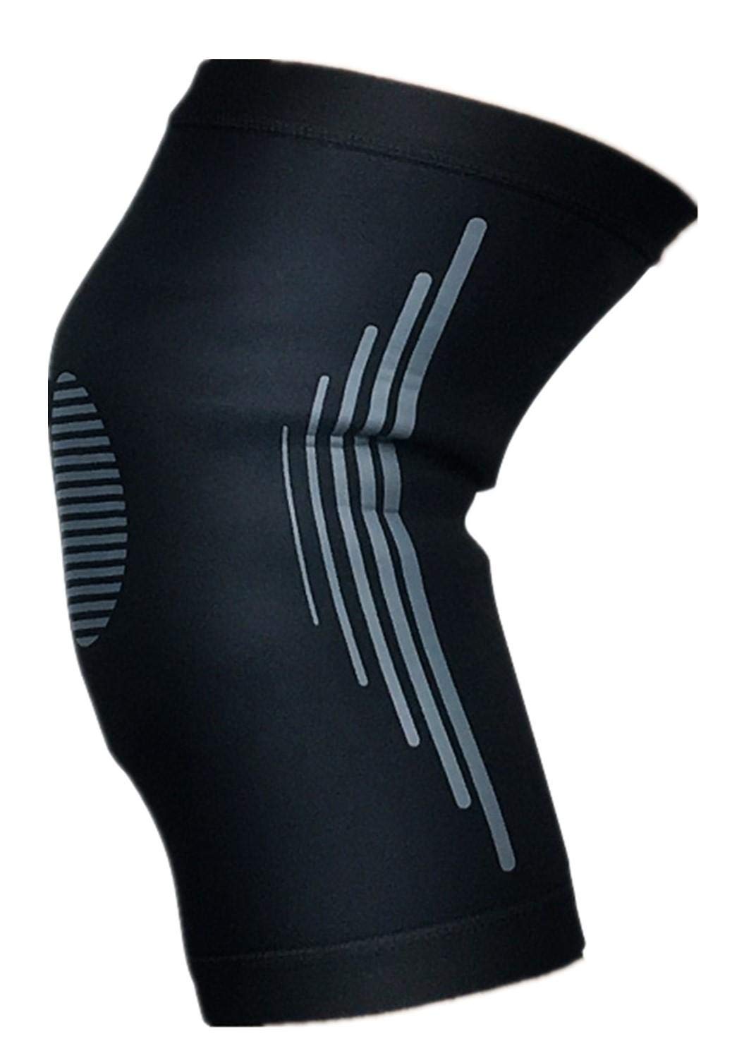 Elastic Knee Support Brace Adjustable Patella Pads Safety Guard Strap, Black and Gray, L