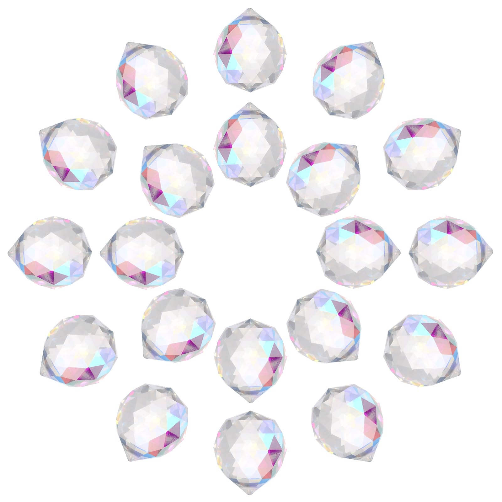 sourcing map 20Pack Crystal Ball Prism, 30mm/1.2" Decorative Ball Sun Shine Catcher Suncatcher Beads for Chandelier Window Wedding Decoration Home Decor, AB Color