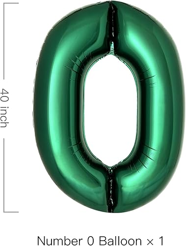 Miniatura 2 de Globos de color verde oscuro con el número 0, globos grandes de número verde esmeralda de 40 pulgadas, suministros para fiesta de cumpleaños,
