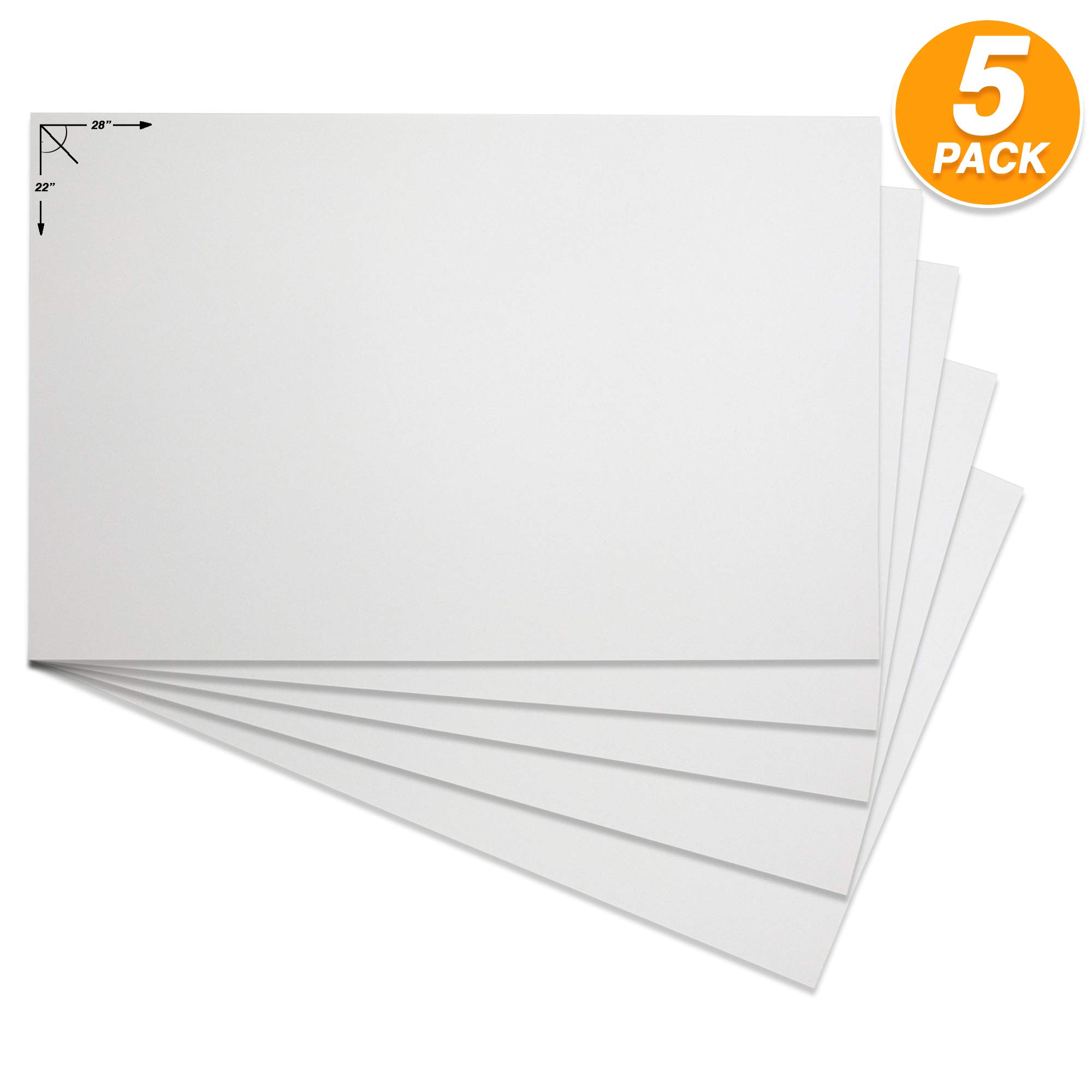 Emraw Poster Board Lightweight Craft Backing Boards for Presentations Office Sign Blank Painting Board Smooth Surface Poster Sheets for School Pack of 5 (White)