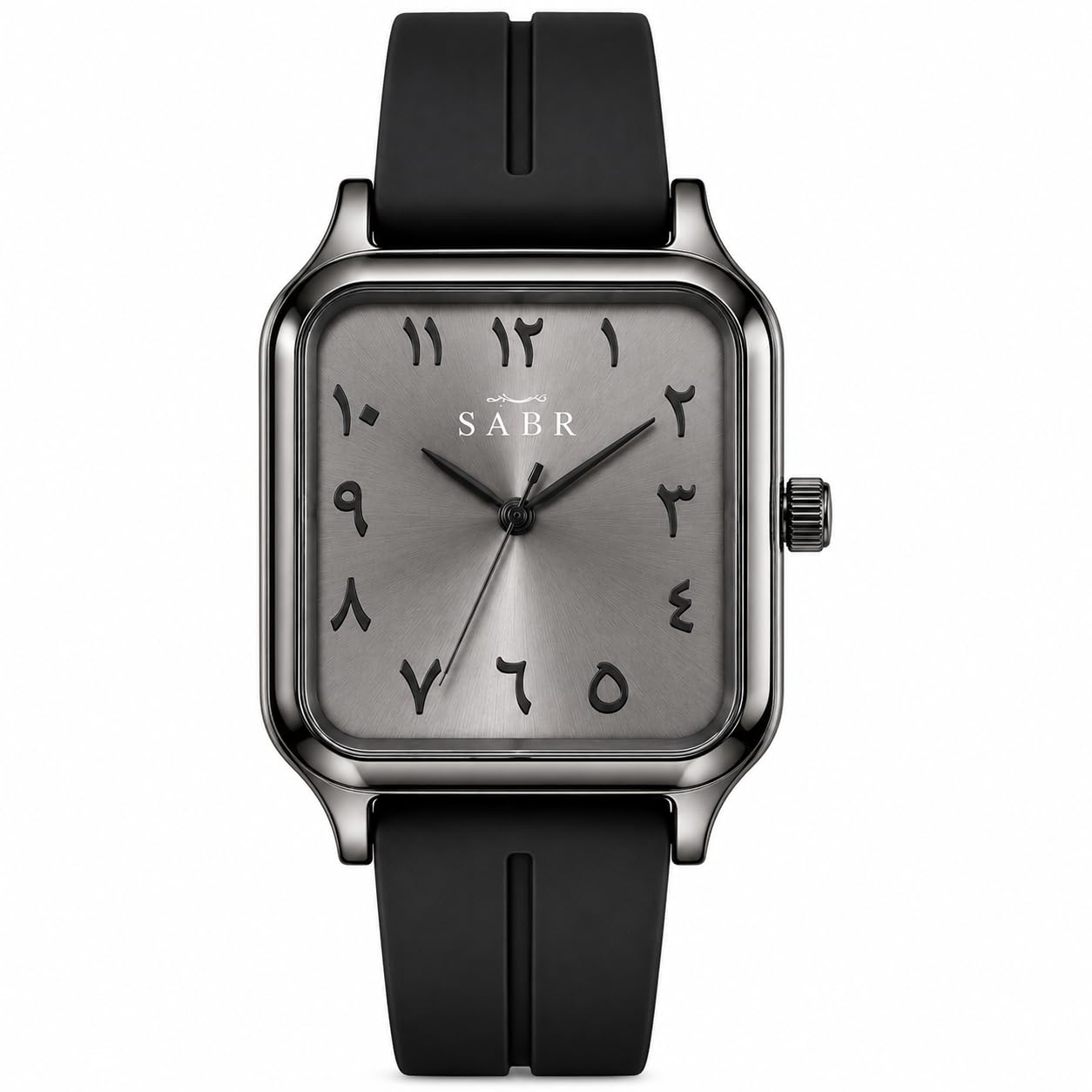 SABR Arabic Numeral Analog Watch for Men & Women | Magnetic Lock Silicone Strap | Square Dial Display | Stylish Casual Wrist Watch (Gunmetal+Black)