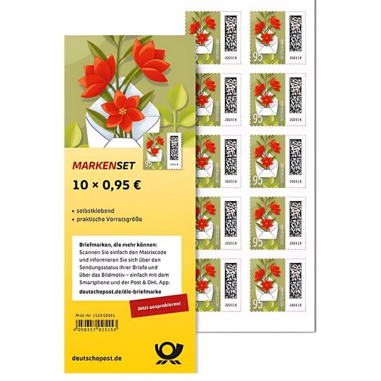 Deutschepost briefmarken 10x 0,95€ Briefmarken selbstklebend, für Standardbriefe bis 20g & Markenset Ballonpost 20 stück Briefmarken (10 Marken, 0,95 Euro)