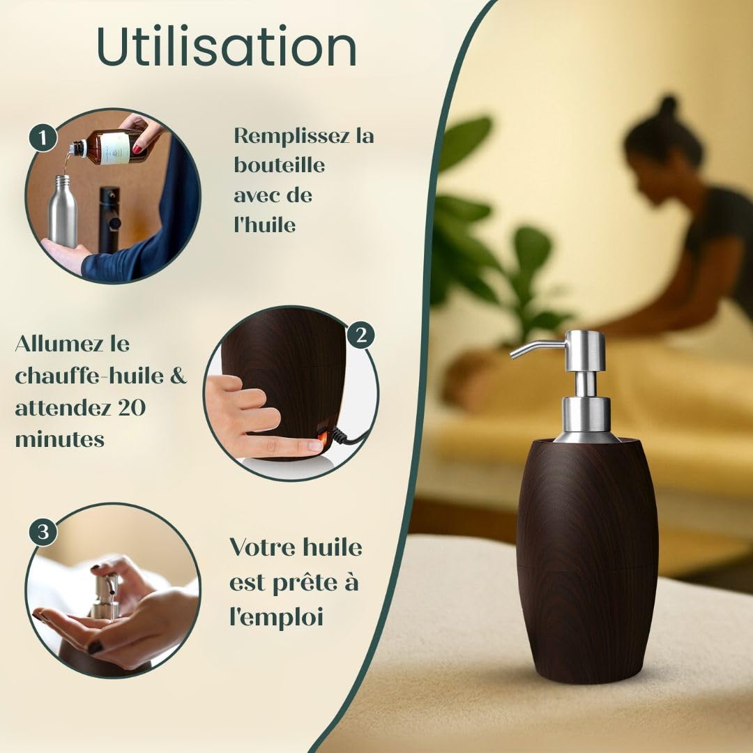Chauffe-Huile de Massage Aspect Bois - Relax Master® - Appareil de Massage Électrique Professionnel - Chauffe-Huile - Salons de Massage - Gua Sha - Bien-être - Spa