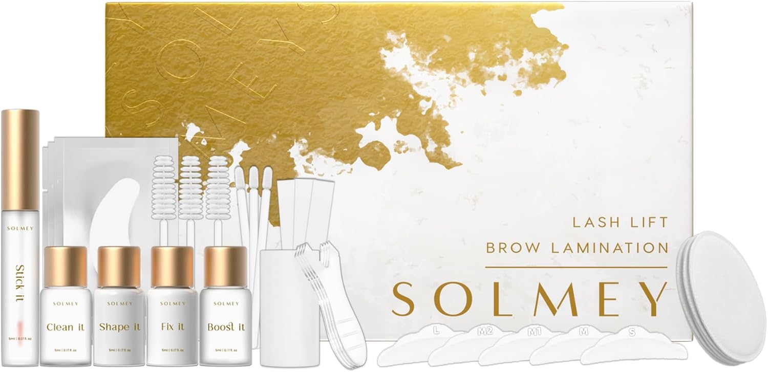 SOLMEY 2-in-1 Wimperlifting en Wenkbrauwlaminering kit | Professional Lash Lift & Brow Lamination Kit with Keratin, Collagen, Oats & Castor Oil | Up to 6 Weeks | Easy to Use, Vegan