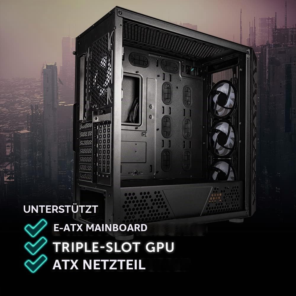 Kolink Citadel Mesh ARGB Midi-Tower PC Gehäuse E ATX Gehäuse RGB PC-Gehäuse, Tempered Glass Computergehäuse für PC, Midi Tower, PC Hülle mit Lüfter, Computer Gehäuse…