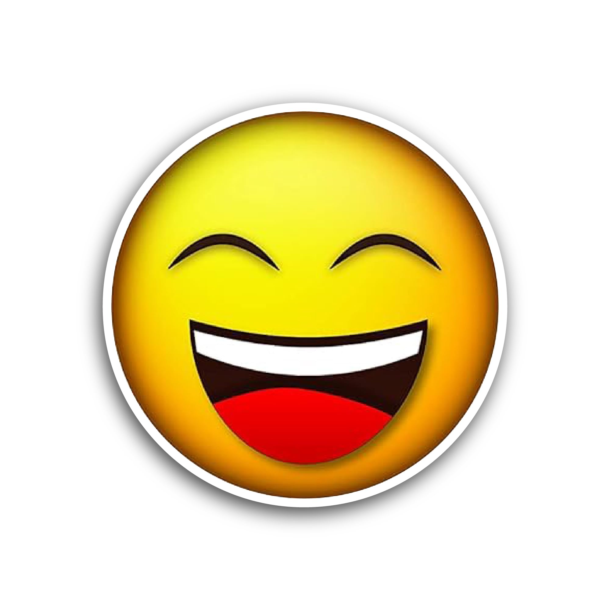 2 (Pieces) 3" and 5" Laughing Yellow Face Sticker, Waterproof Vinyl Decals for Many Purpose Like Cars, Trucks, Laptops, Phones, Windows and More