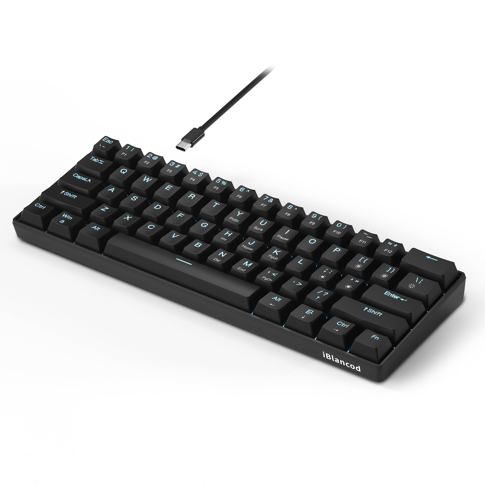 Docooler Teclado mecánico de 61 Teclas con Cable USB out-EMU, retroiluminación LED, admite Intercambio en Caliente, Interruptor Azul/Interruptor Rojo