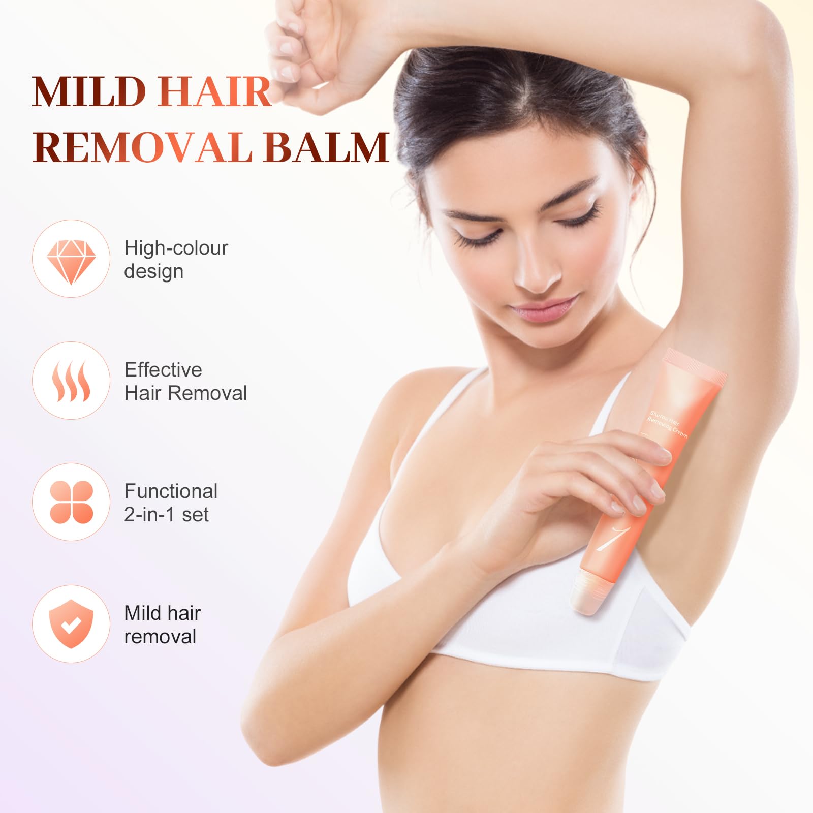 Hair Removal Shower Cream, Coconut Oil & Vitamin E, Gentle Sensitive Skin Formula, 8 oz