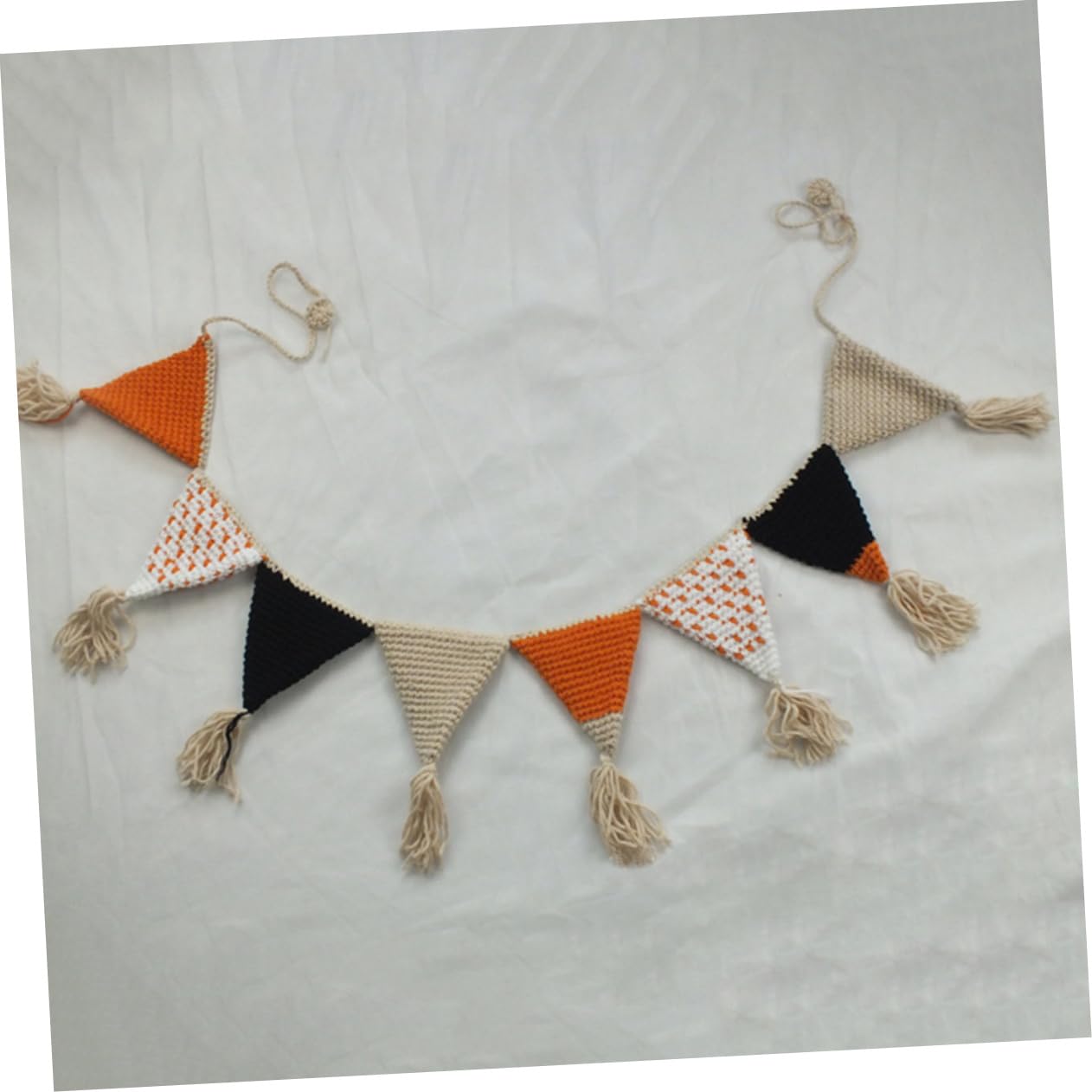 Abaodam 3 Piezas banderín empavesado de crochet de algodón triángulo guirnalda del empavesado decoración pared decoración de pared pancartas del empavesado de algodón