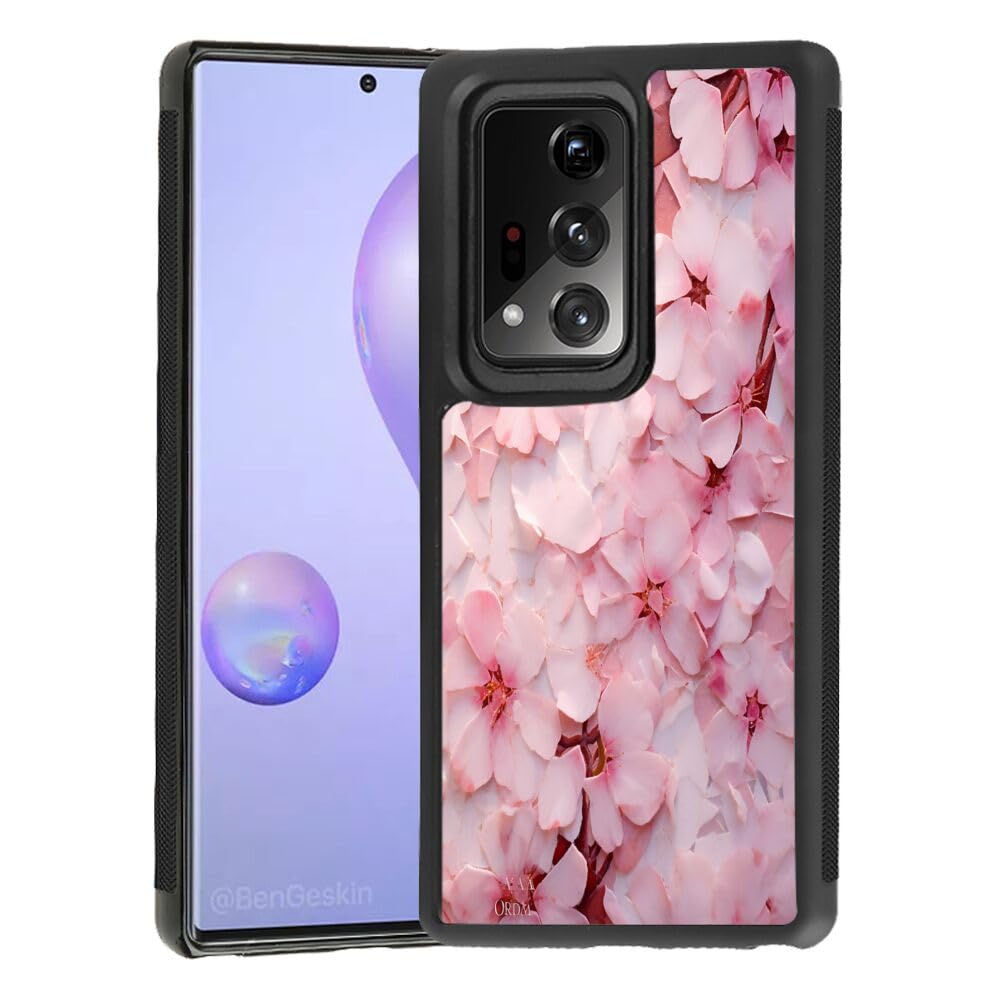 DAFEIPhone Case Compatible with Samsung Galaxy Note 20 Ultra 5G Sakura Designer Art069 Black Frame Shockproof and Slim Rubber TPU Material with Uniqe Design