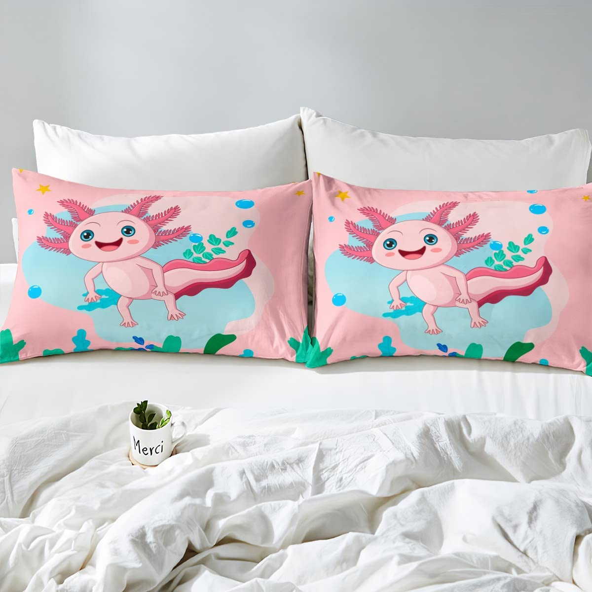 Axolotl Set Biancheria Da Letto Con Coccodrillo – Copripiumino E 2 Federe Per Bambini E Ragazzi