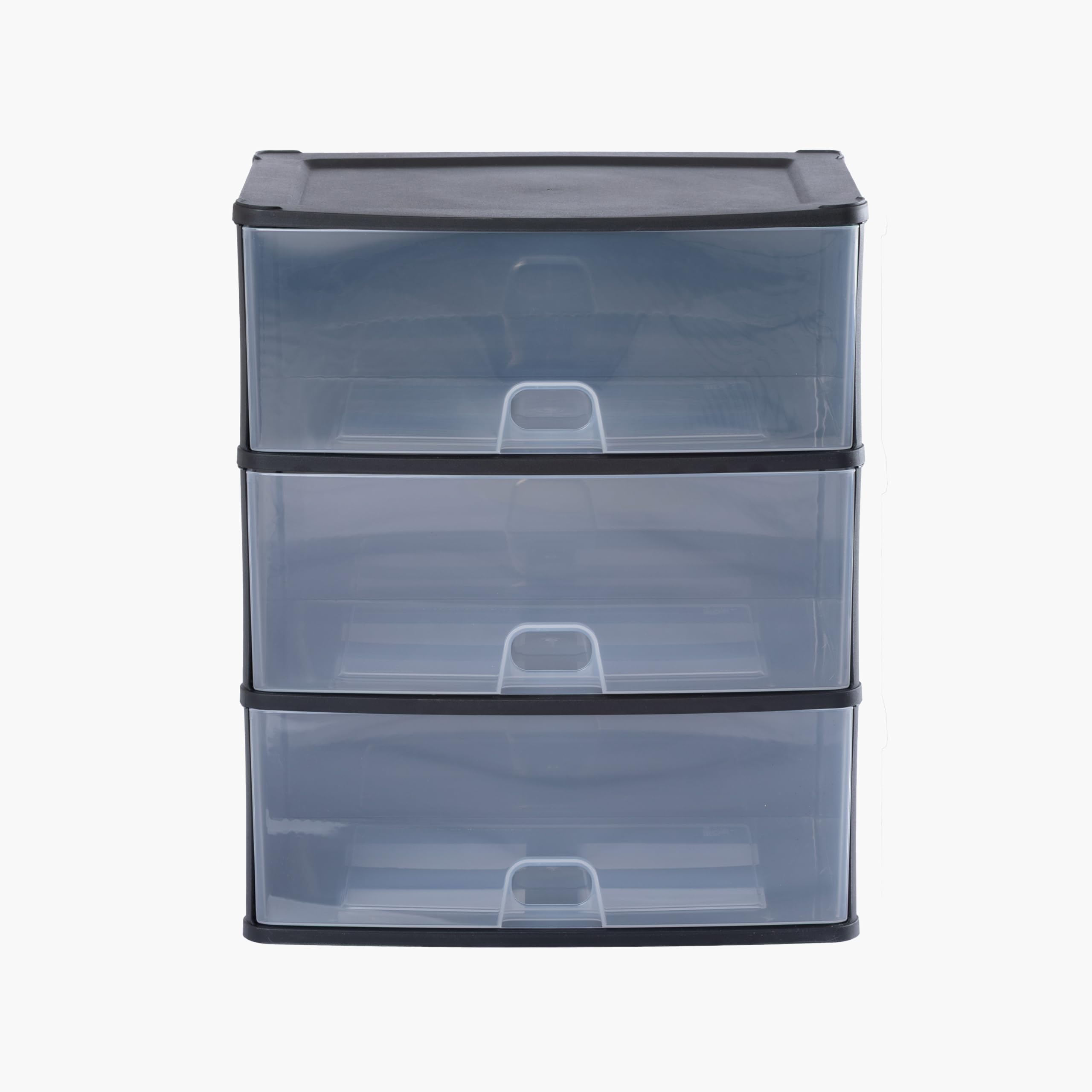 Wham Black/Clear Organise 3 Drawer Large Plastic Storage Unit | 3 X Deep Drawers | Slimline Design | Ideal For Office, School & Home Storage | Made In Uk