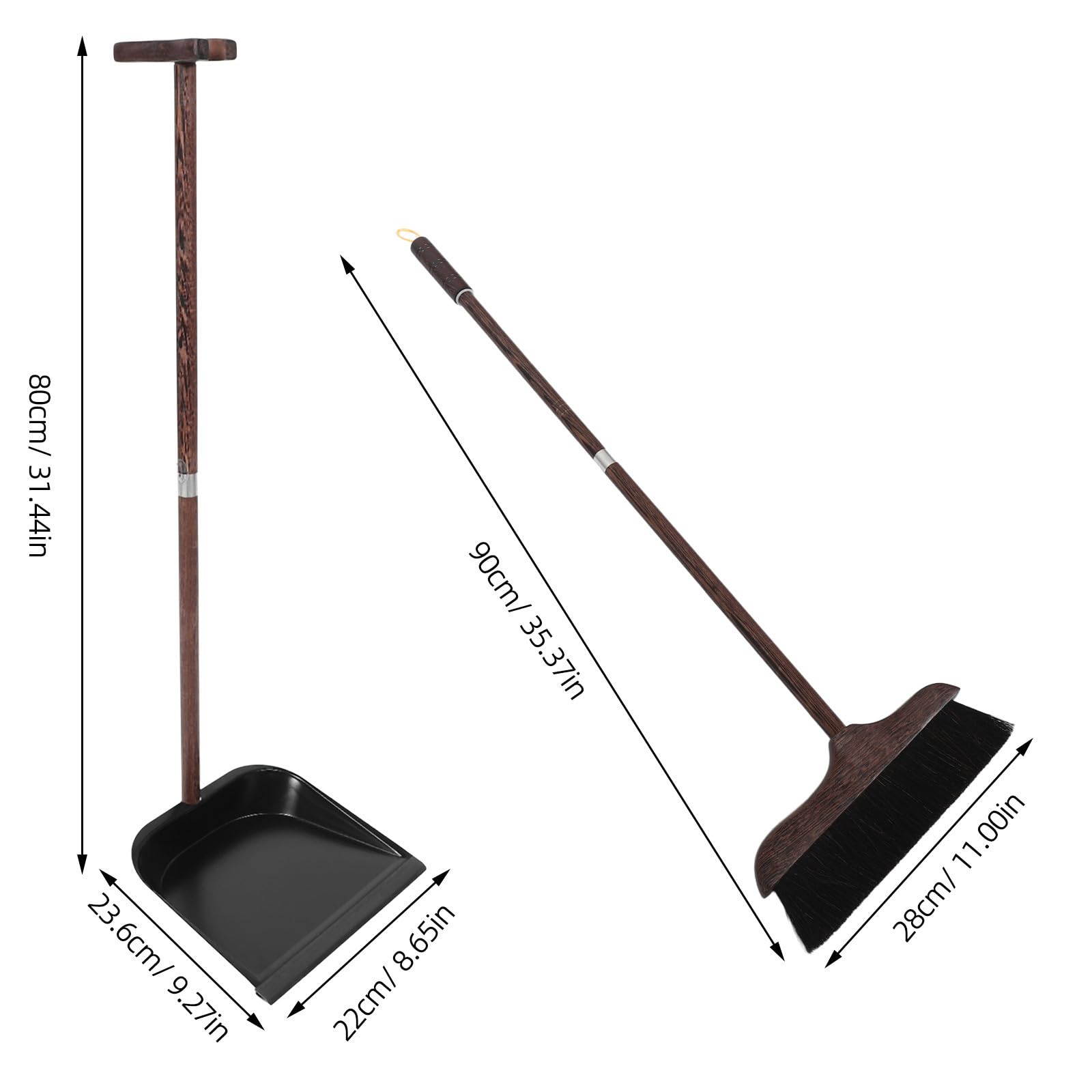 Juego Combinado de Recogedor y Escoba Vertical de Madera y Cerdas