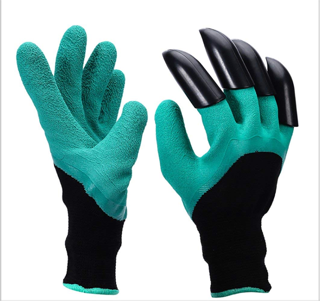 VVJ Enterprise Rubber Garden Gloves for Digging, Planting, Garden Work with 4 ABS Plastic Claws Green & Black Color (B07TWN67FR) Amazon Price History, Amazon Price Tracker