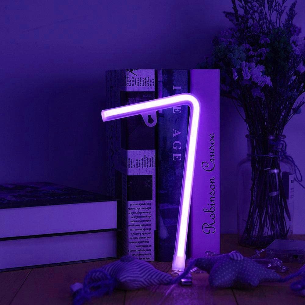 Upgraded Version Neon Letter, LED Alphabet Lights Up Letters USB Operated Purple Neon Light Neon Wall Light for Bedroom,Birthday,Party, Wedding Decor (7)
