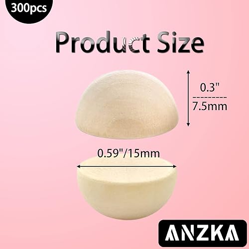 Miniatura 7 de 100 bolas de media madera, cuentas de madera divididas redondas sin terminar de 1 pulgada para pintura artesanal, adornos de media esfera de madera