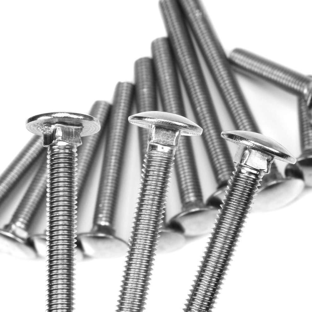 Ochoos M8 16-120mm Carriage Bolts 304 Stainless Steel Round Head Square Neck Coach Bolt Fully Threaded - (Thread Diameter: M8, Length: 80mm x 10pcs)