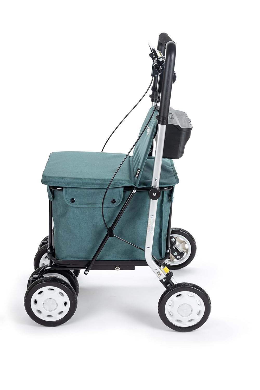 Carlett Andador y Carrito con Asiento Incorporado, Producto Médico Homologado EU, Manillar Regulable, Freno de Parking y Ruedas Ajustables 3 Posiciones, Robusto, Comfort Assist, Verde
