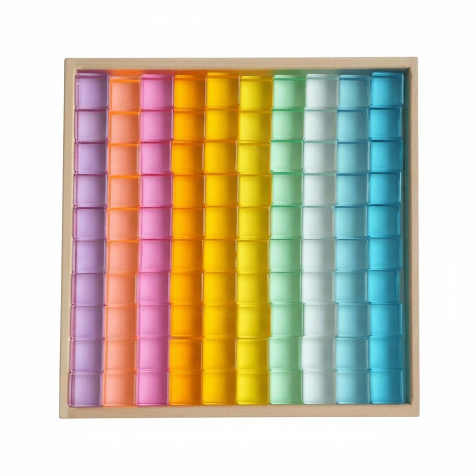 kowaku Acrylic Elementi Costruzione Blocchi Trasparenti Cubi Educativi Giocattolo Sensoriale Stimolazione Visiva Adatto a Bambini attività Didattica Casa, Macaron, Cubi 100PCS